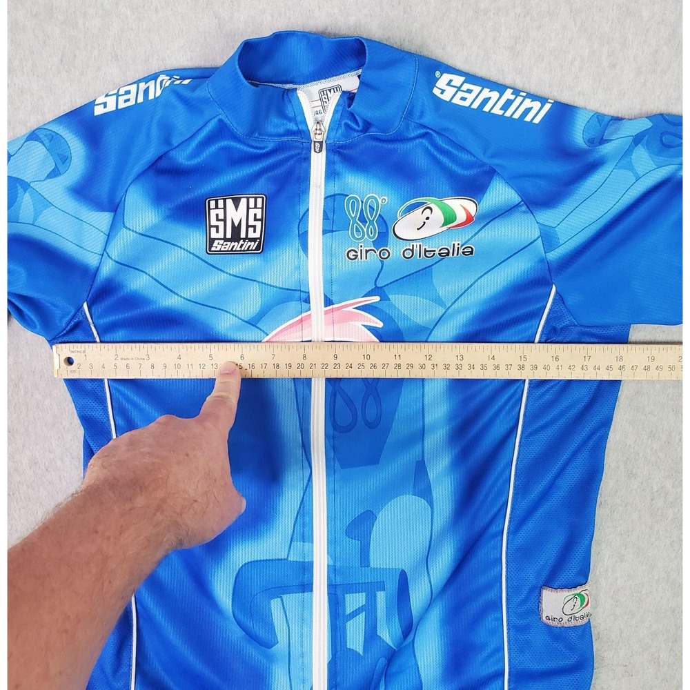 Santini Cycling Jersey Mens Medium Blue 88 Giro D'Italia Full Zip Pockets Bike - Picture 8 of 13